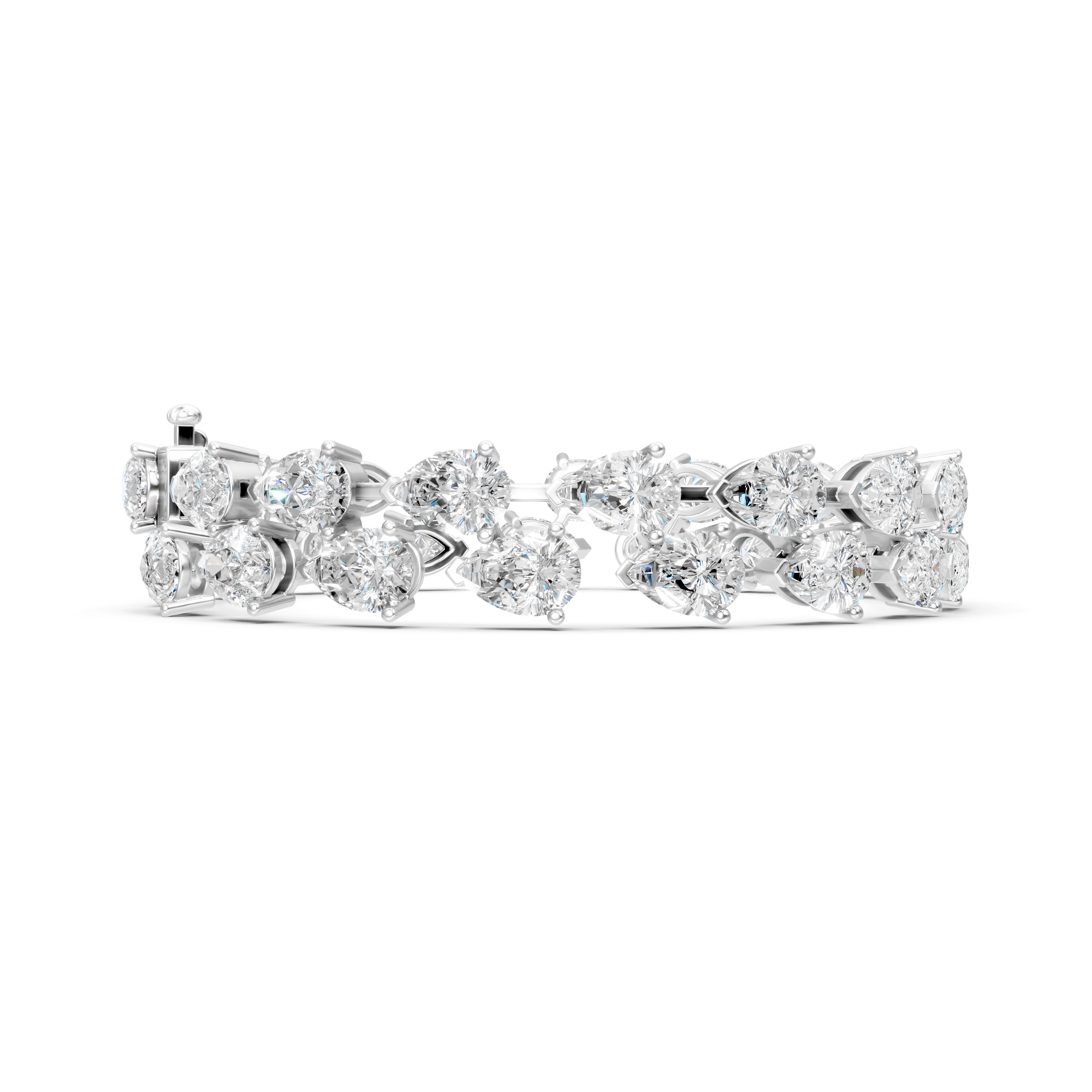 Pear Cut Moissanite Tennis Bracelet: Double Row Bridal Jewelry