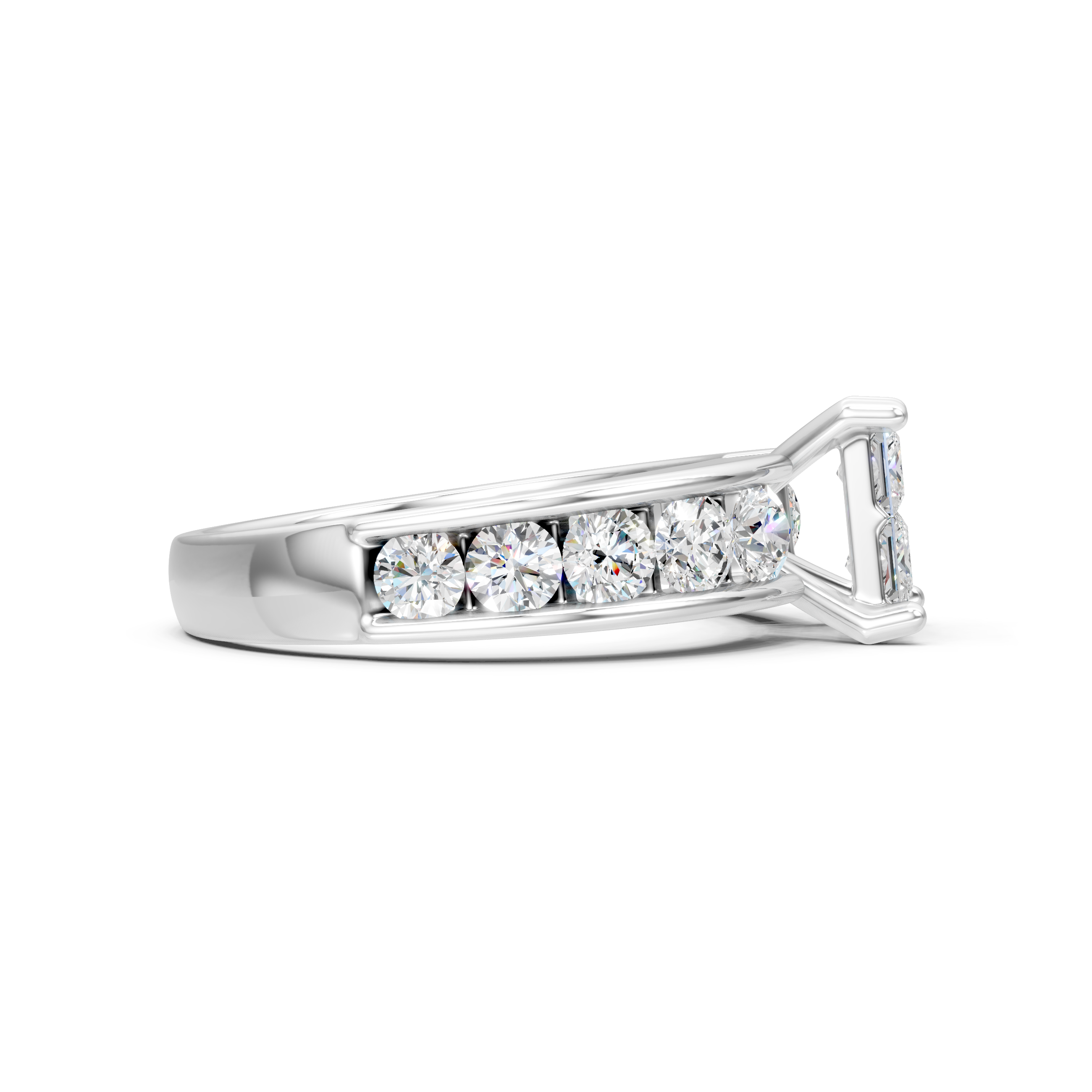 Princess Cut Moissanite Anniversary Ring, 925 Sterling Silver