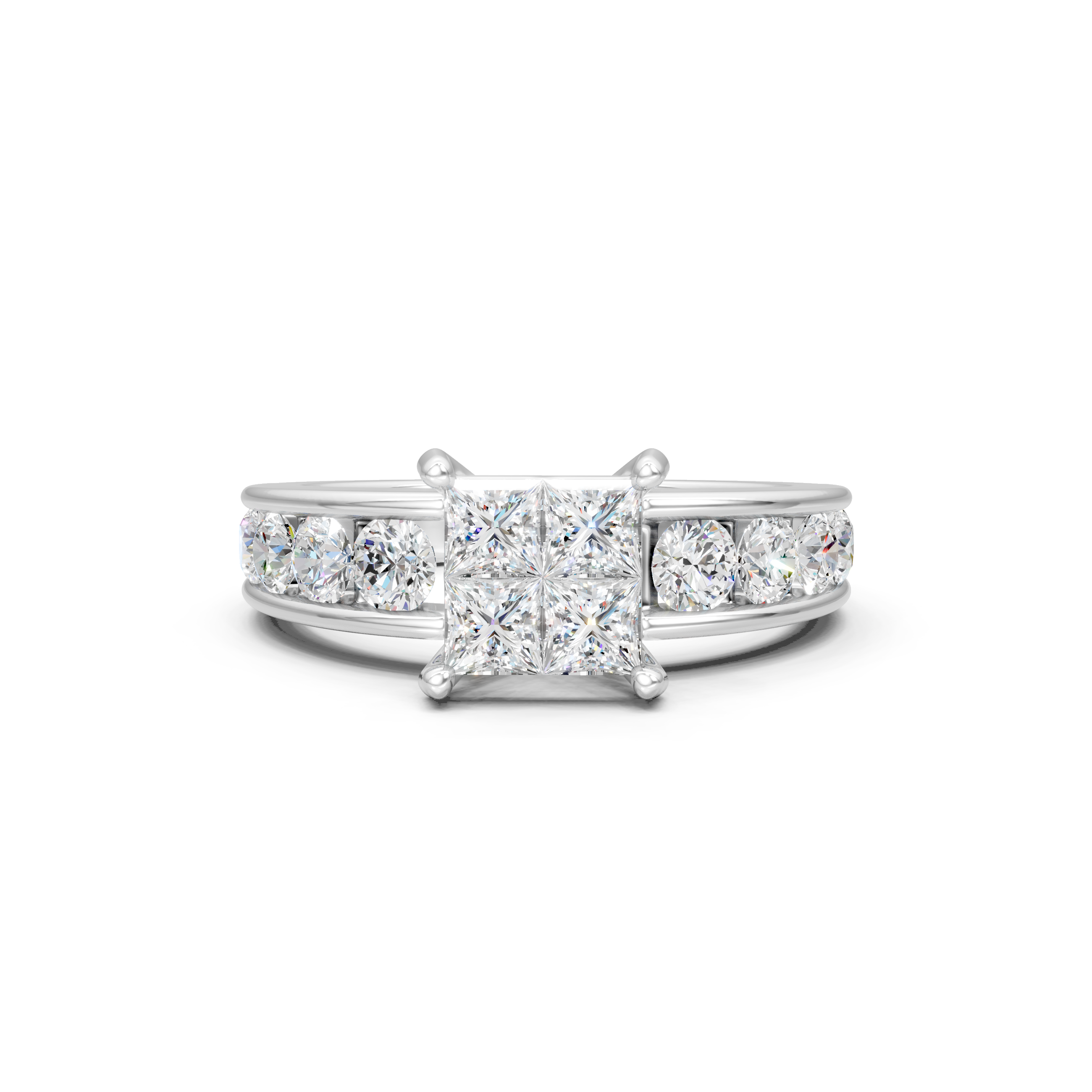 Princess Cut Moissanite Anniversary Ring, 925 Sterling Silver
