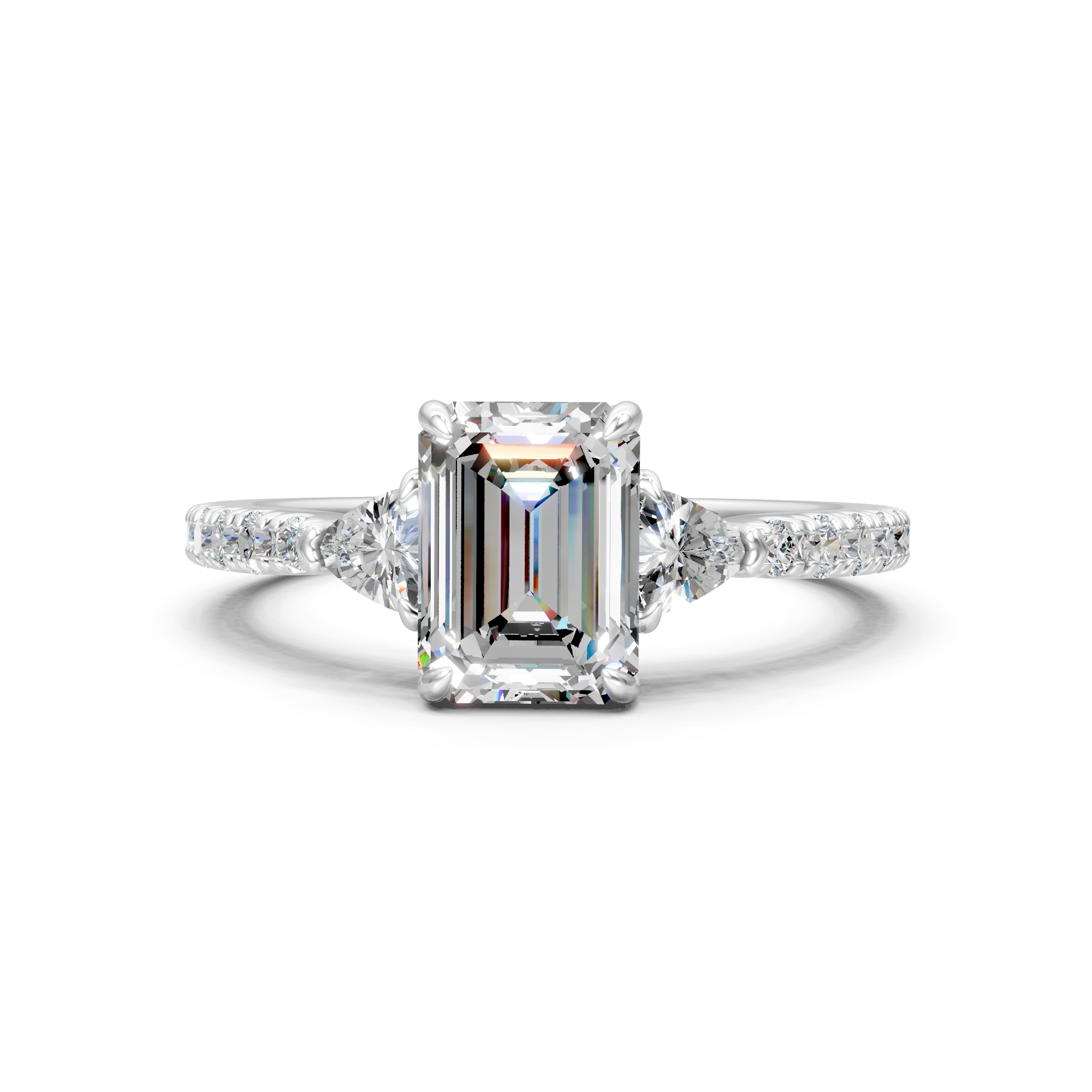 Emerald Cut Moissanite Engagement Ring: S925 Silver Bridal Jewelry