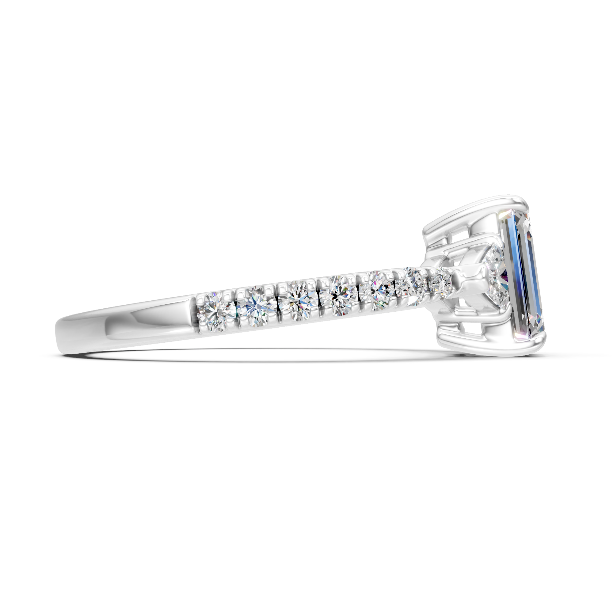 Emerald Cut Moissanite Engagement Ring: S925 Silver Bridal Jewelry