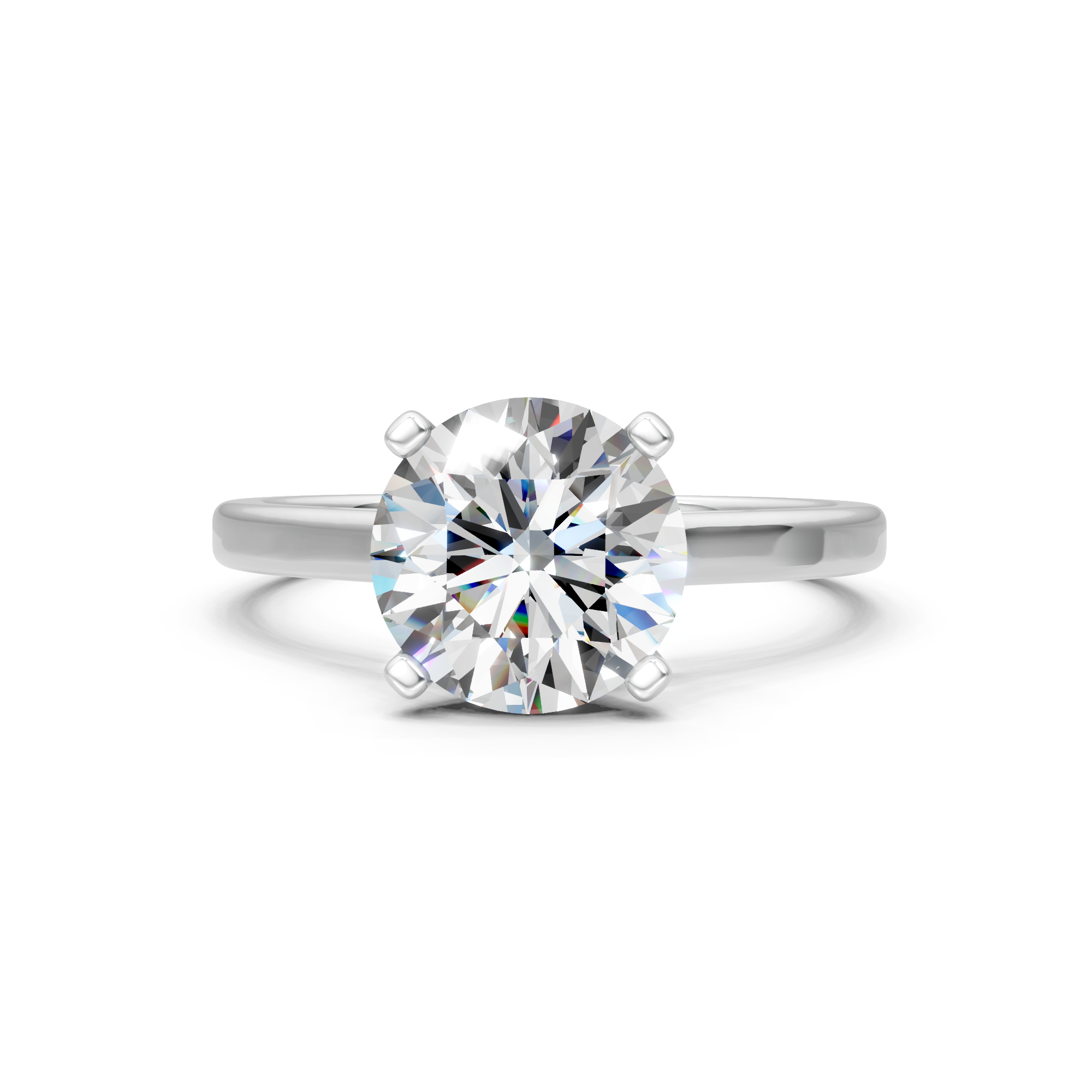 2CT Round Moissanite Engagement Ring