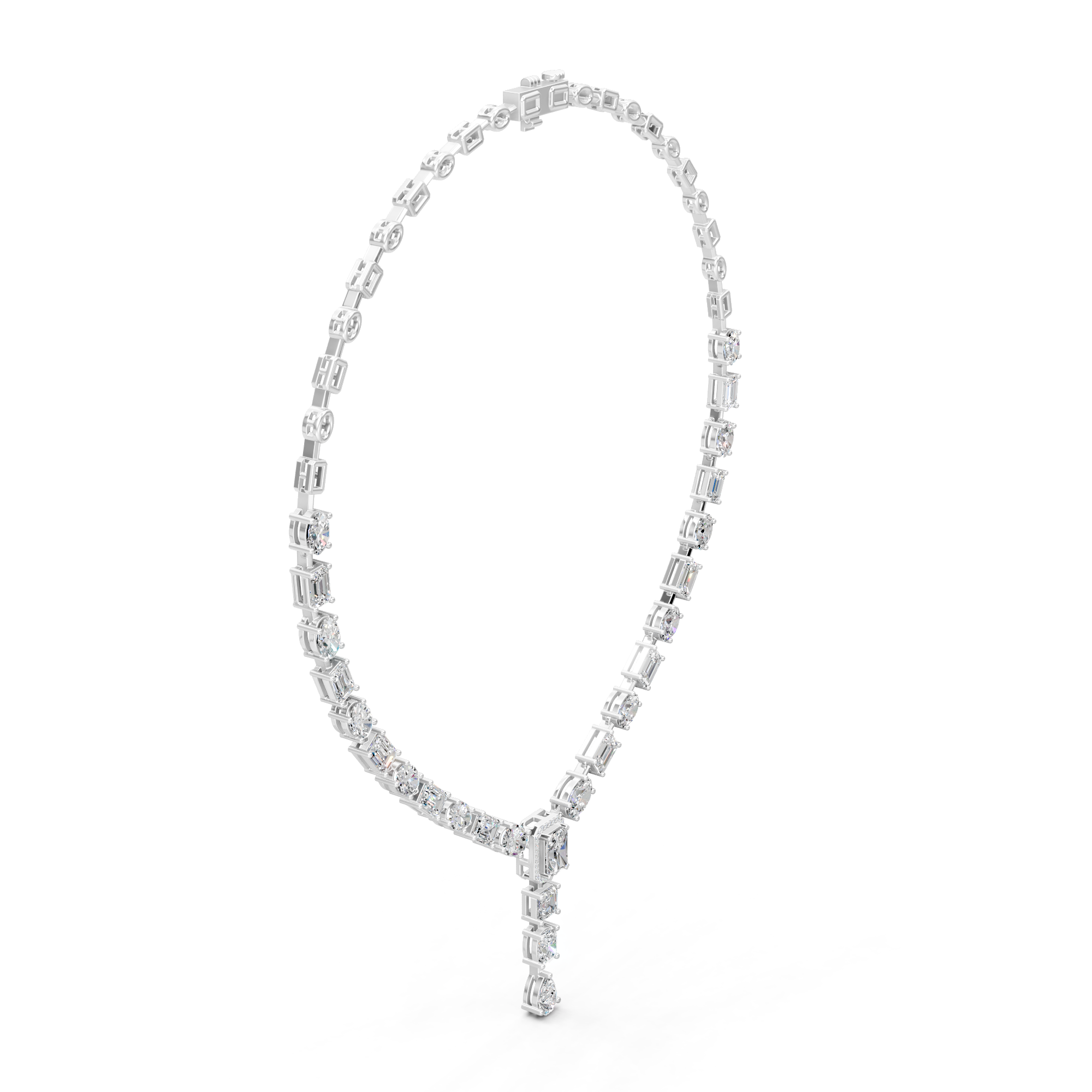Moissanite Riviera Necklace | Art Deco Sterling Silver Bridal Jewelry