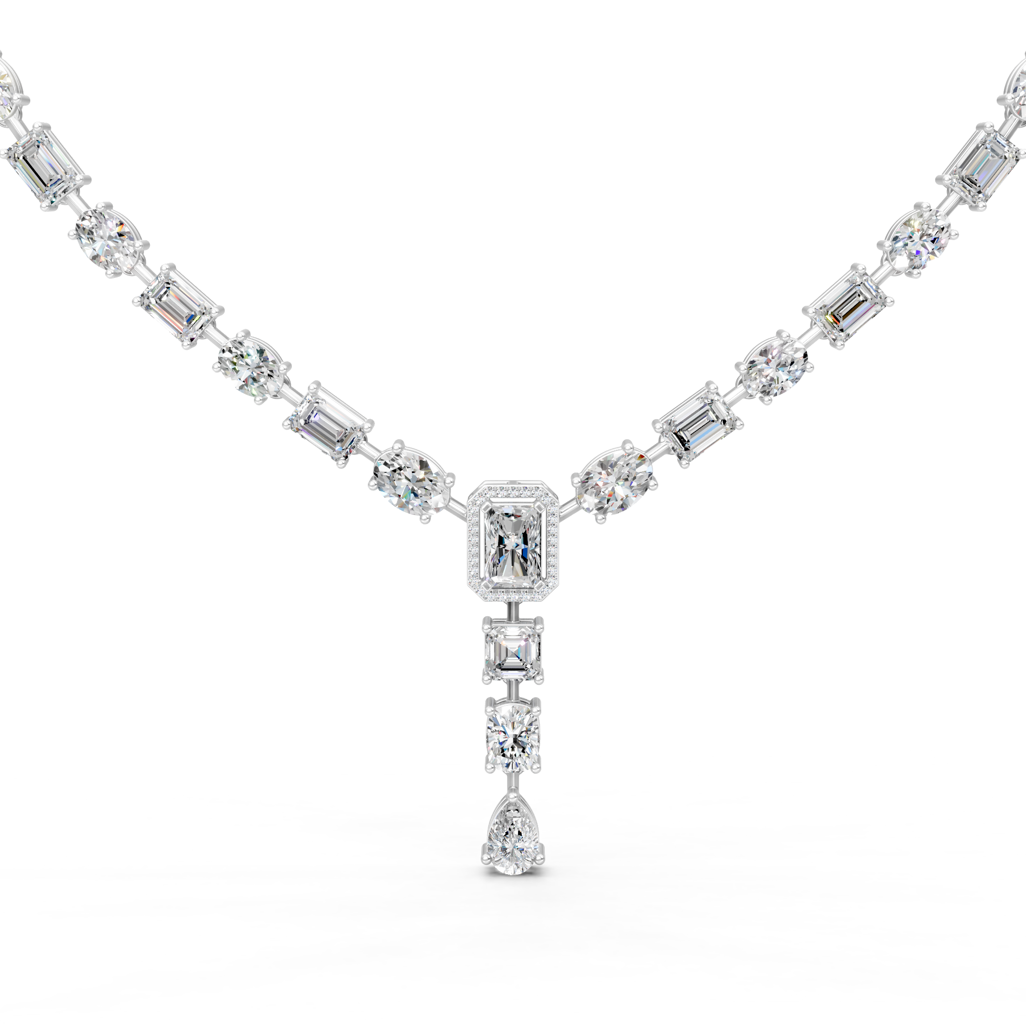 Moissanite Riviera Necklace | Art Deco Sterling Silver Bridal Jewelry