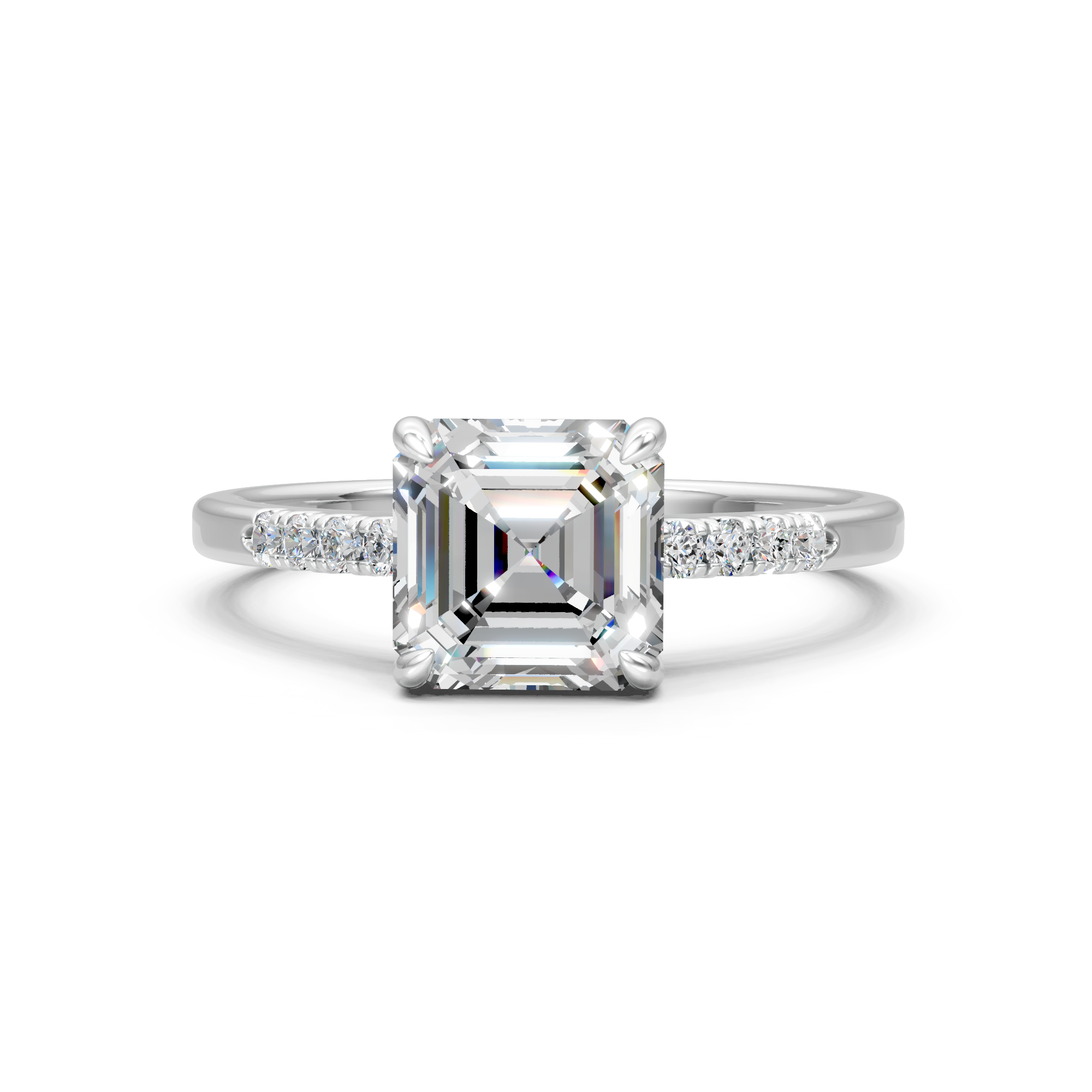Asscher moissanite ring, Engagement or Anniversary Gift, sterling silver, made to order