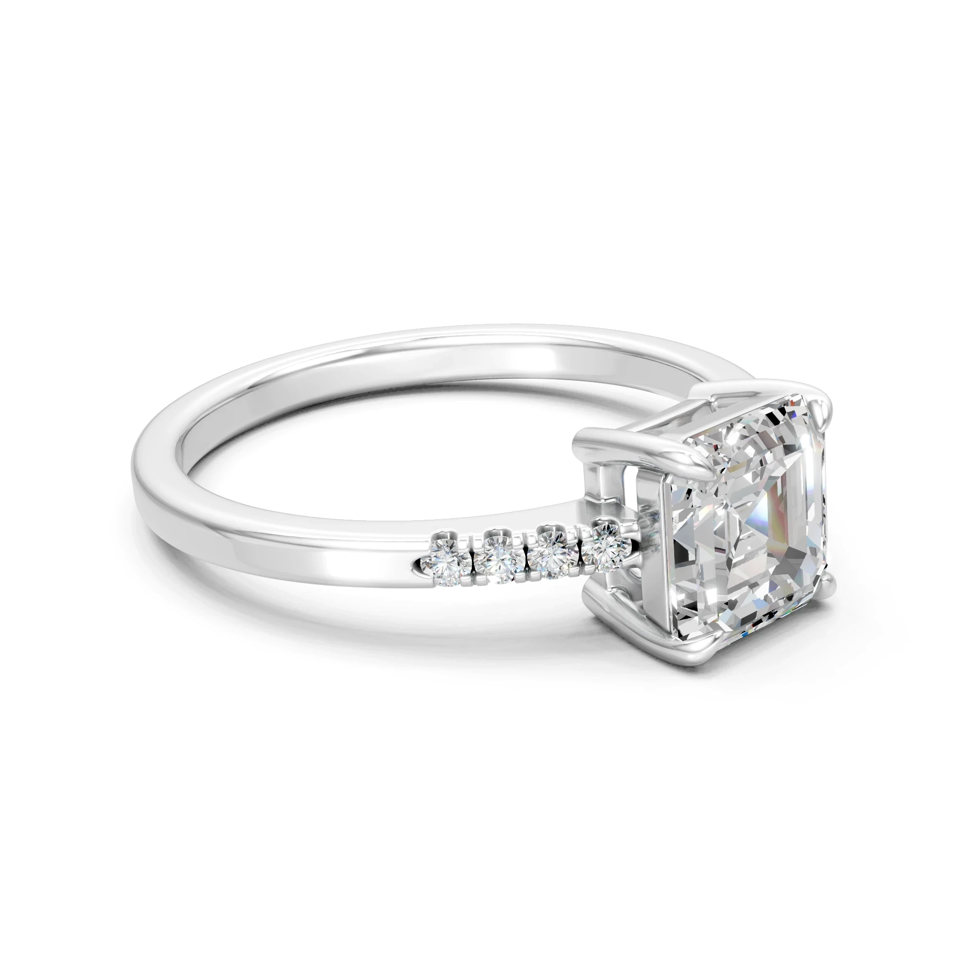 Asscher moissanite ring, Engagement or Anniversary Gift, sterling silver, made to order