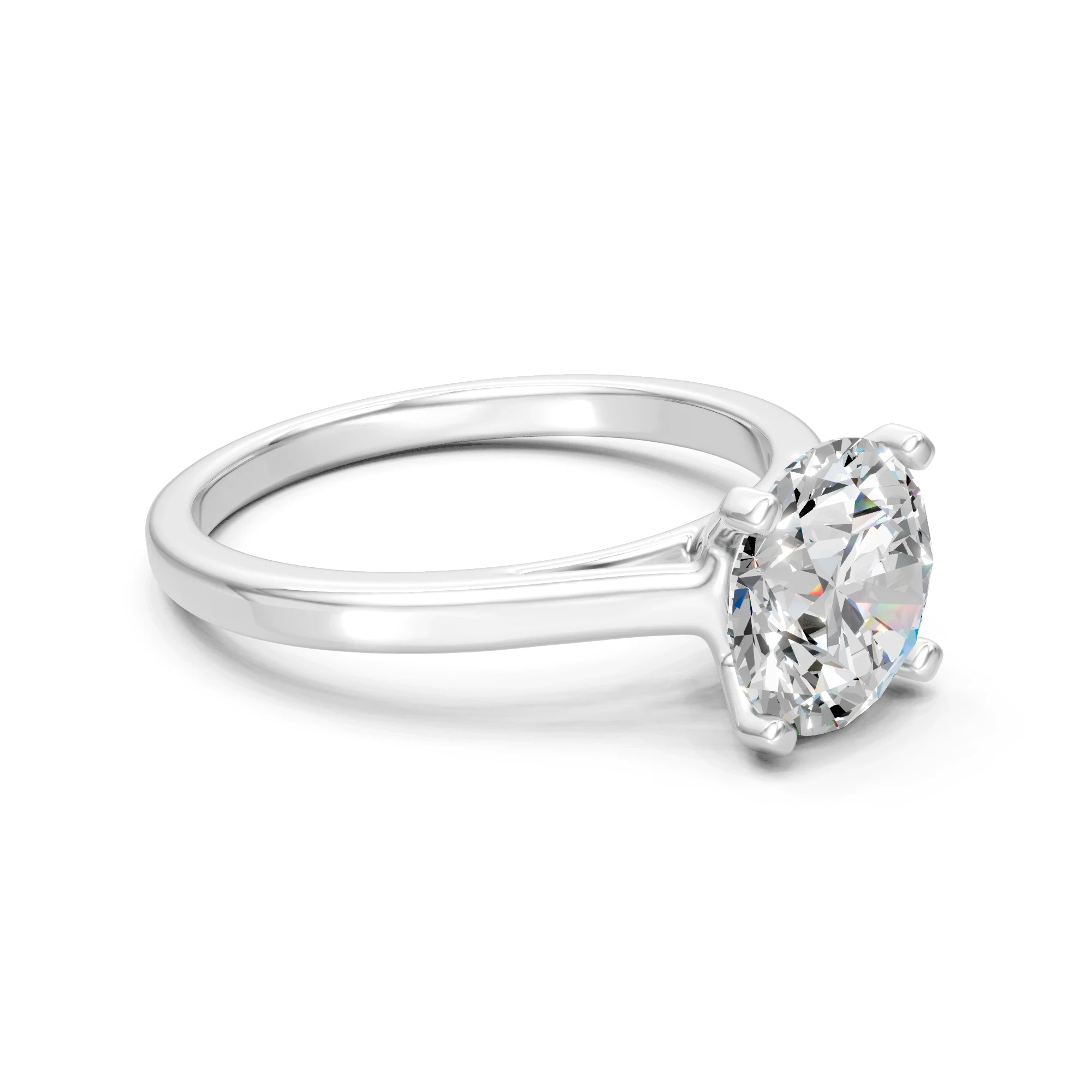 2CT Round Moissanite Engagement Ring