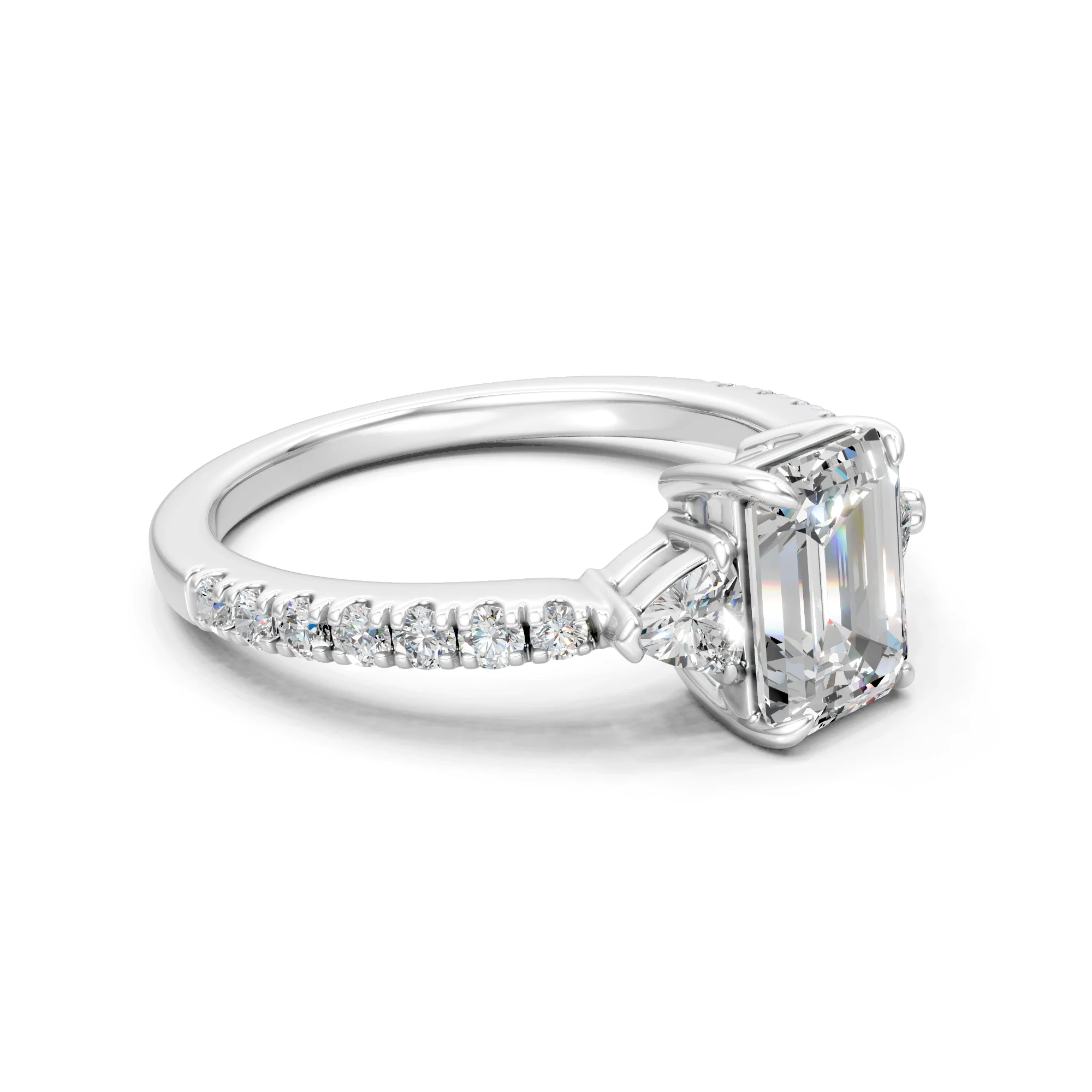 Emerald Cut Moissanite Engagement Ring: S925 Silver Bridal Jewelry