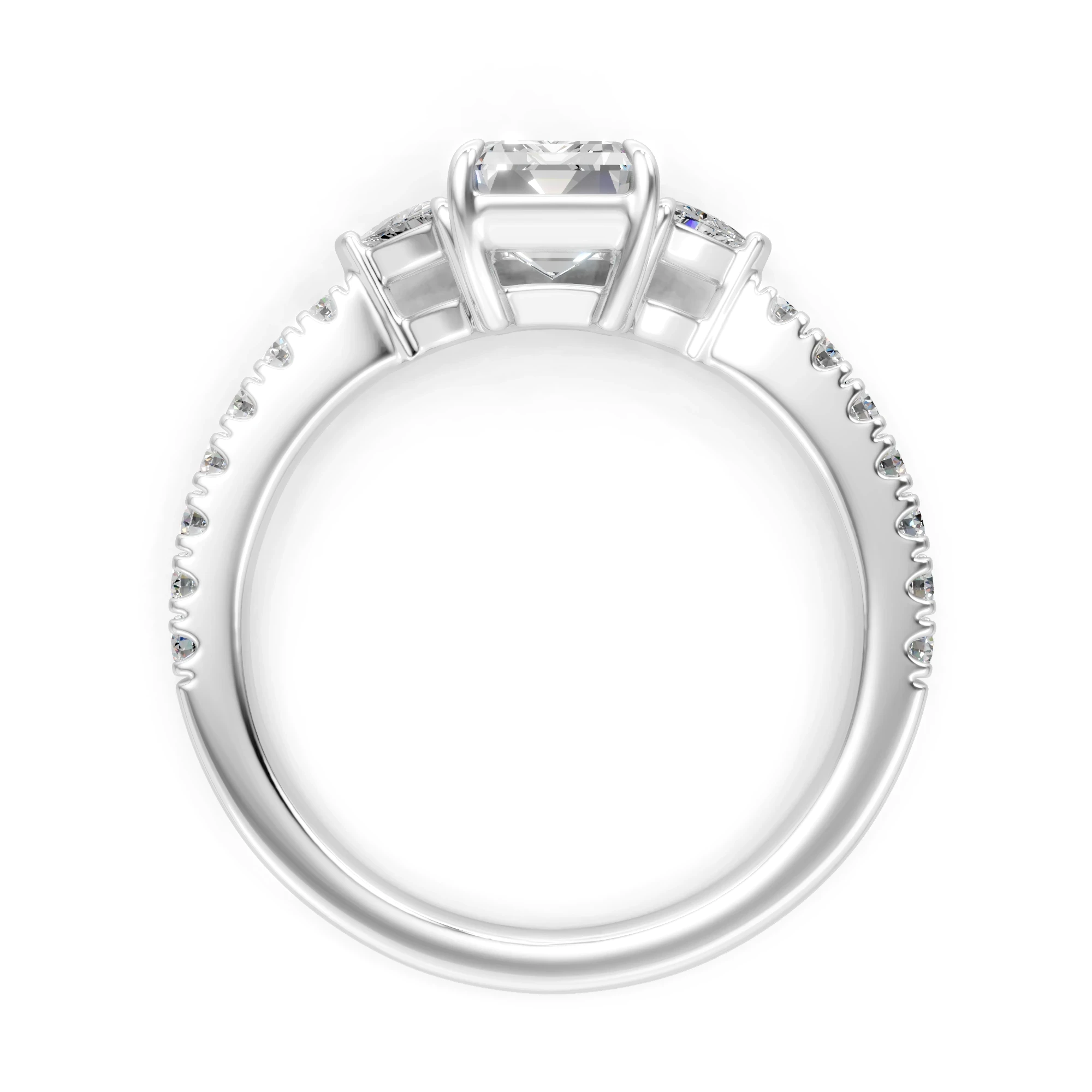 Emerald Cut Moissanite Engagement Ring: S925 Silver Bridal Jewelry
