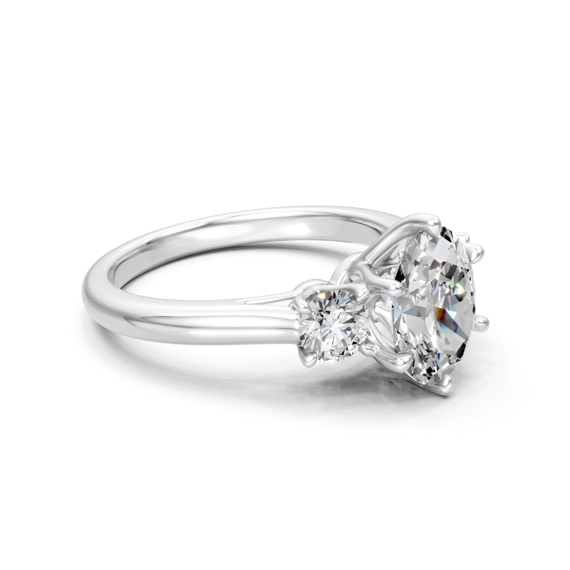 Oval Moissanite Engagement Ring: Three Stone S925 Silver