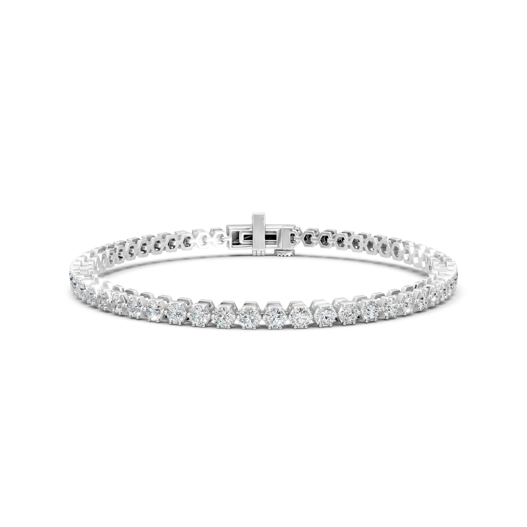 Moissanite Tennis Bracelet: 925 Sterling Silver, 2.40mm Round Cut