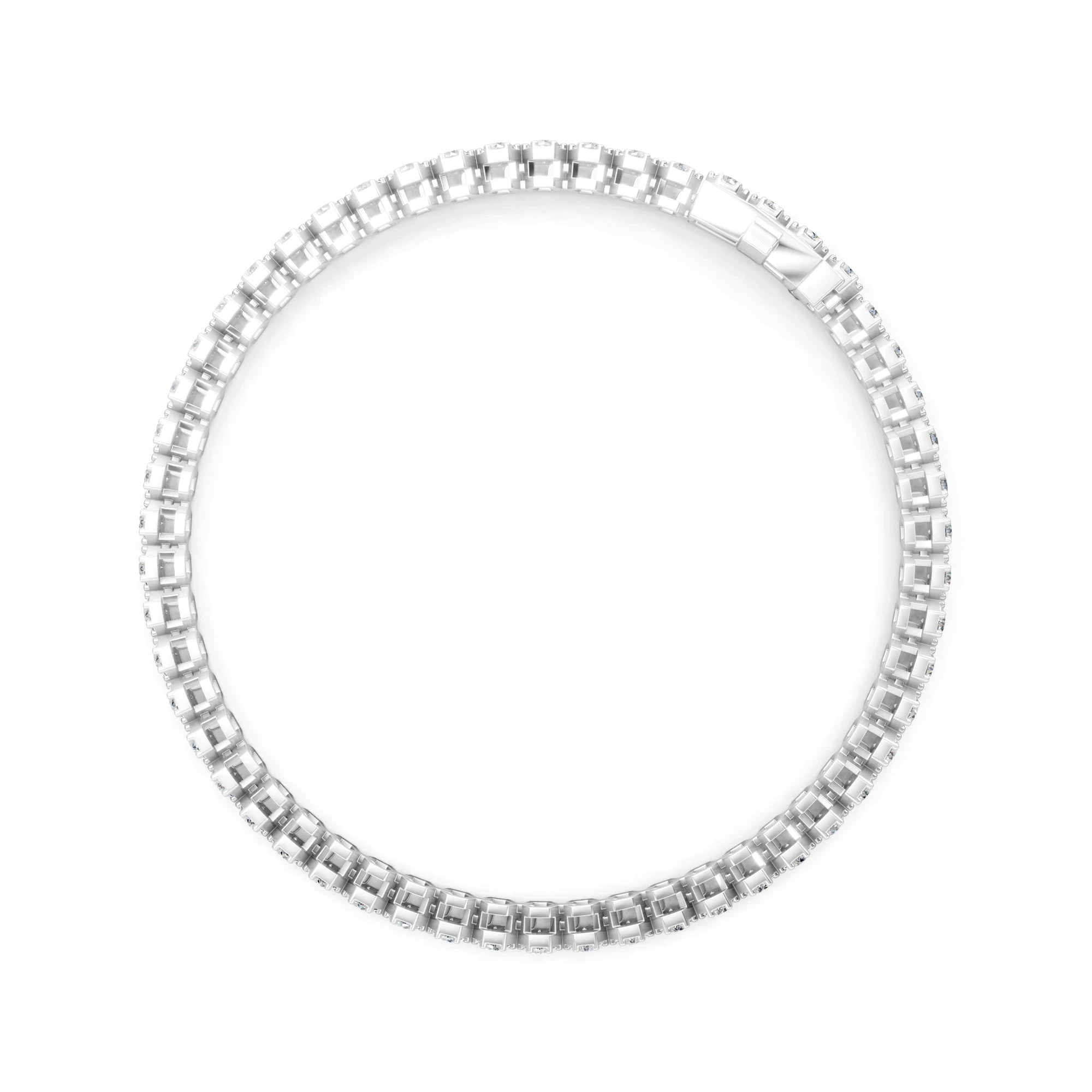 Moissanite Tennis Bracelet: 925 Sterling Silver, 2.40mm Round Cut