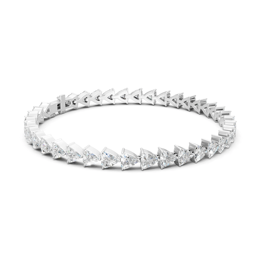 Trillion Moissanite Tennis Bracelet: 925 Sterling Silver Prong Setting