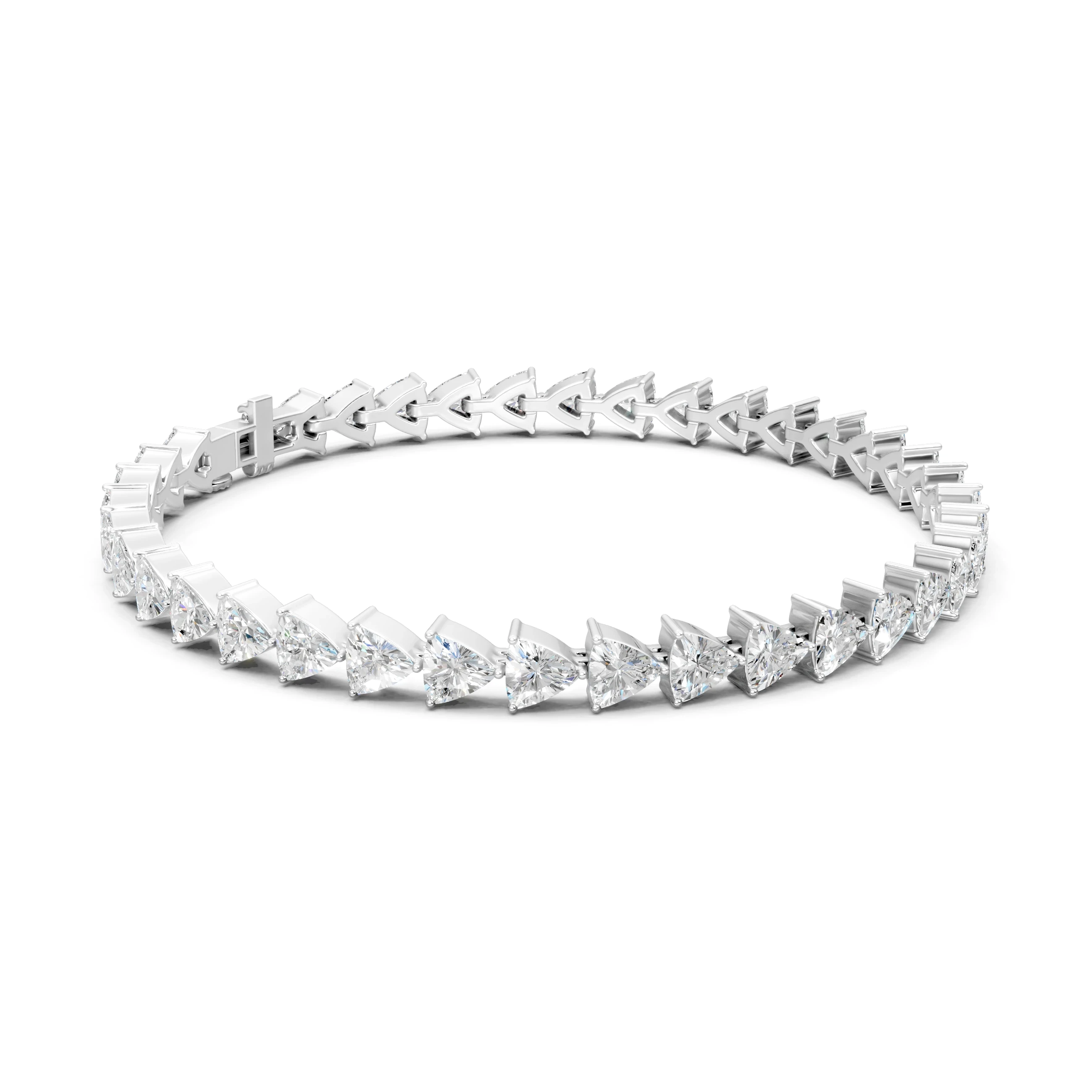 Trillion Moissanite Tennis Bracelet: 925 Sterling Silver Prong Setting