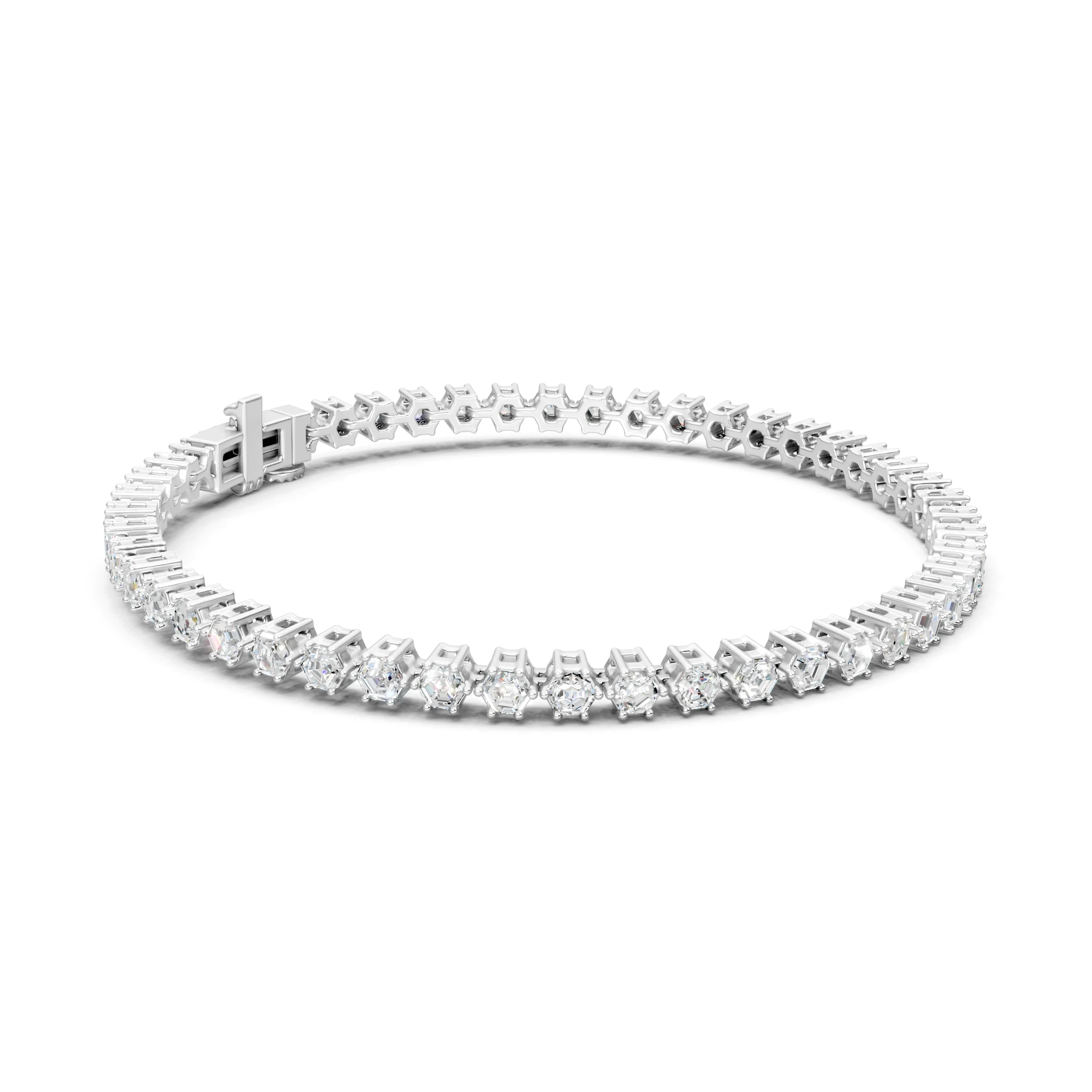 Hexagon Moissanite Tennis Bracelet, Prong Setting