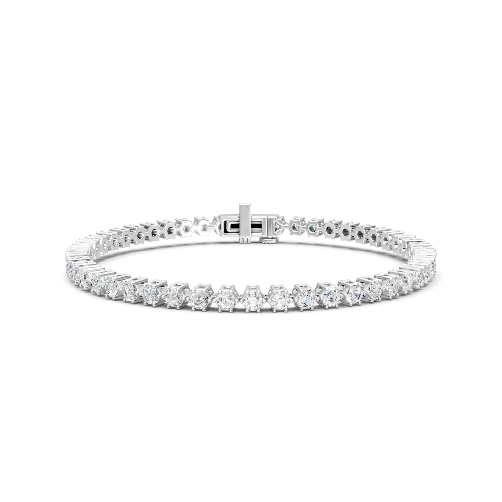 Hexagon Moissanite Tennis Bracelet, Prong Setting