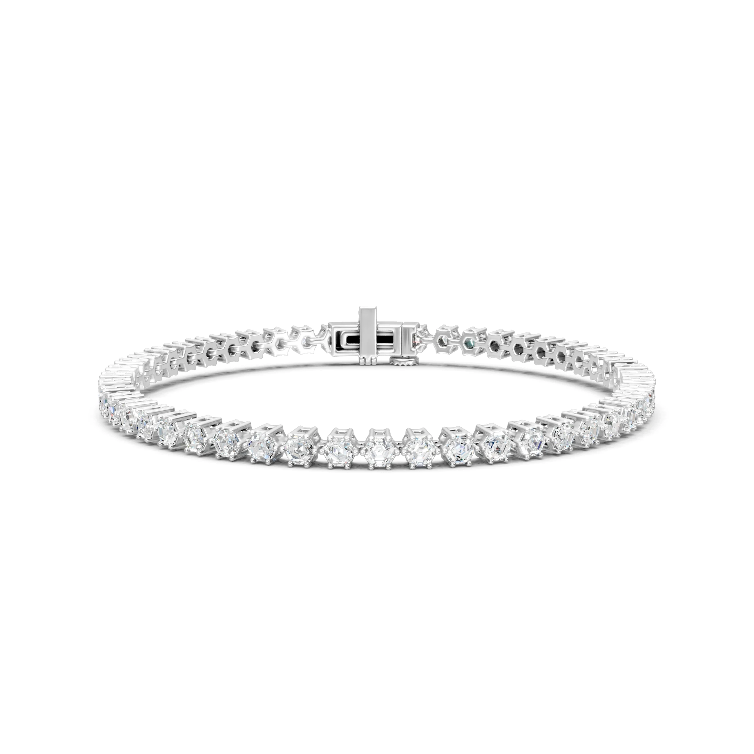 Hexagon Moissanite Tennis Bracelet, Prong Setting