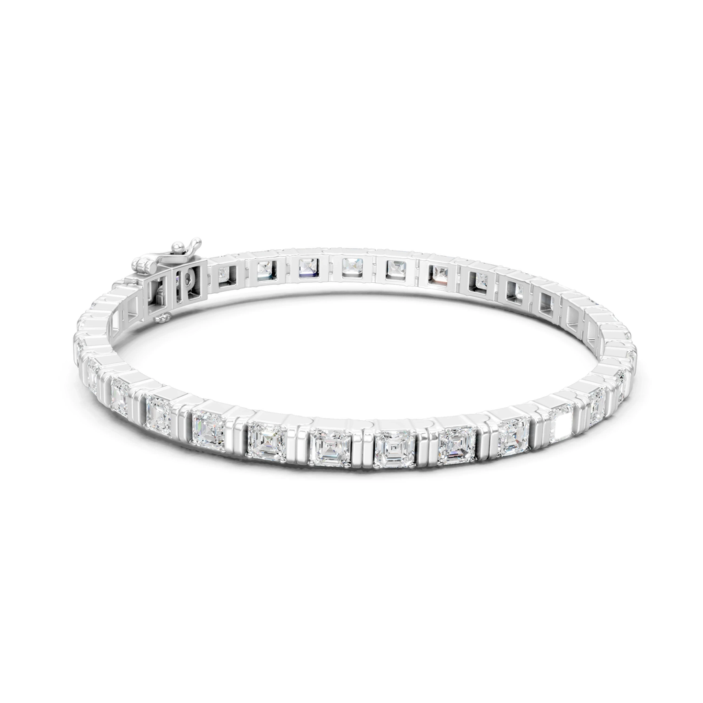 Asscher Cut Moissanite Tennis Bracelet: Bridal Wedding Jewelry