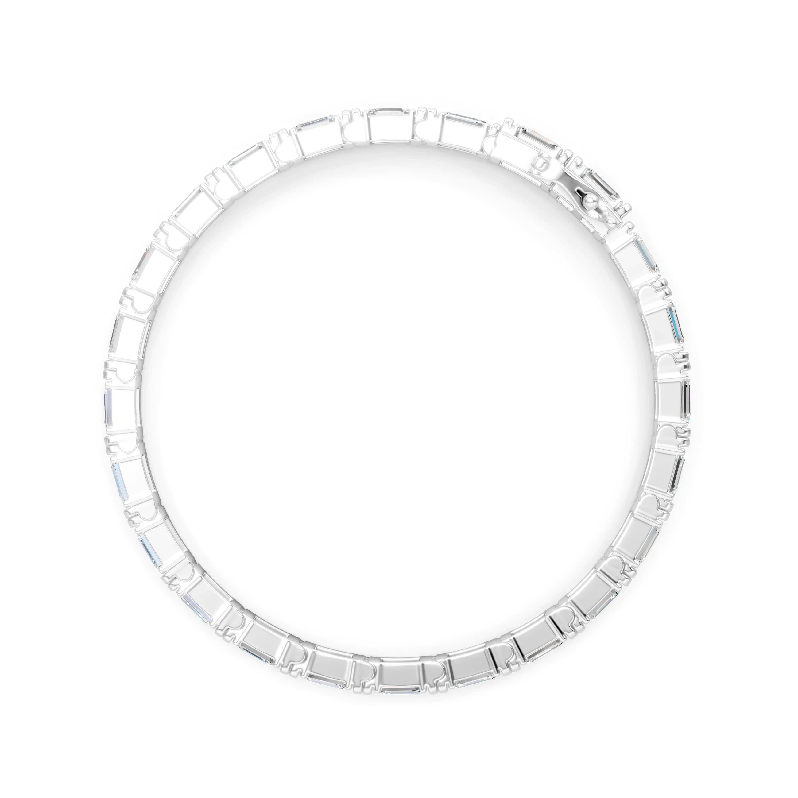 Emerald Cut Moissanite Tennis Bracelet, Prong Setting