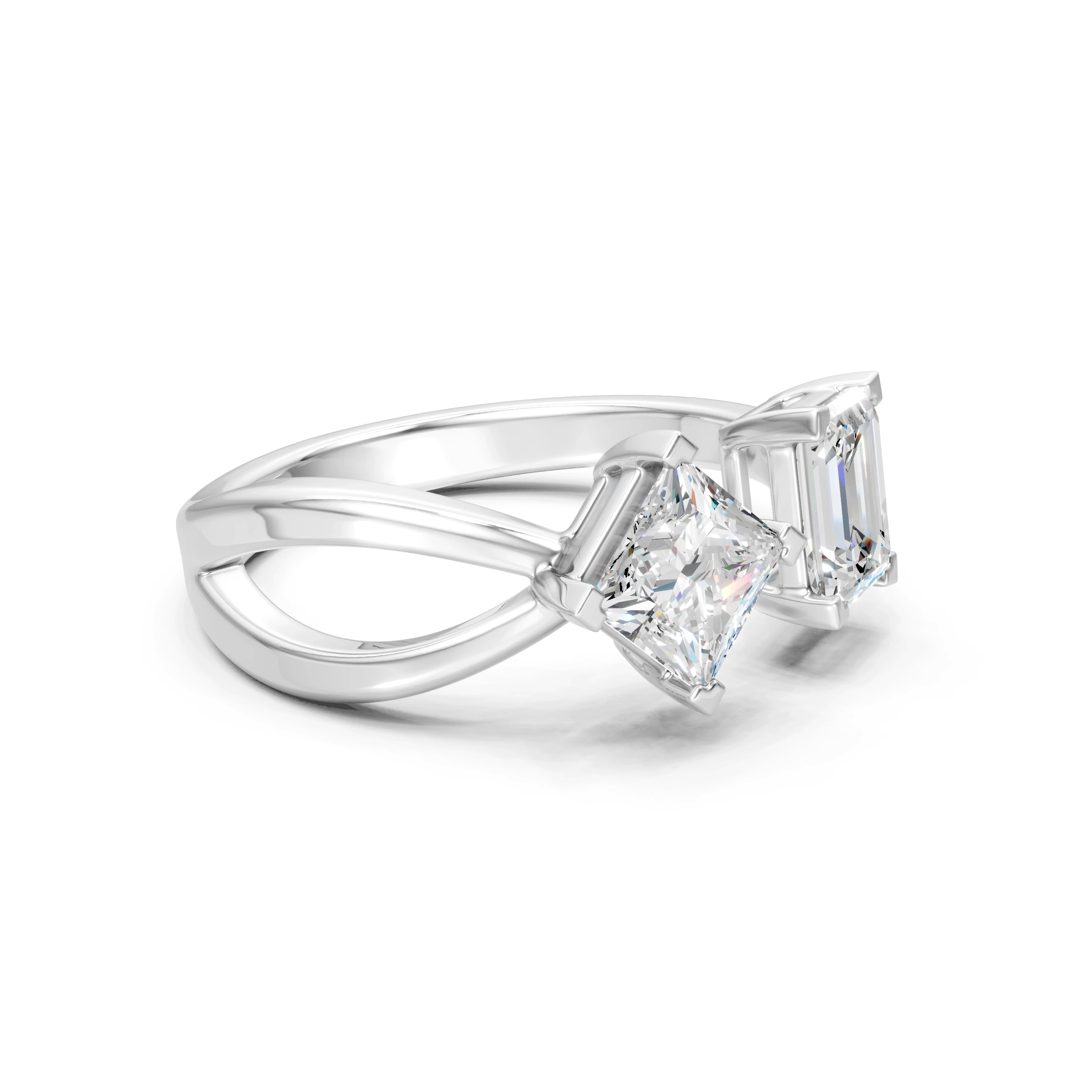 Emerald & Princess Cut Moissanite Ring