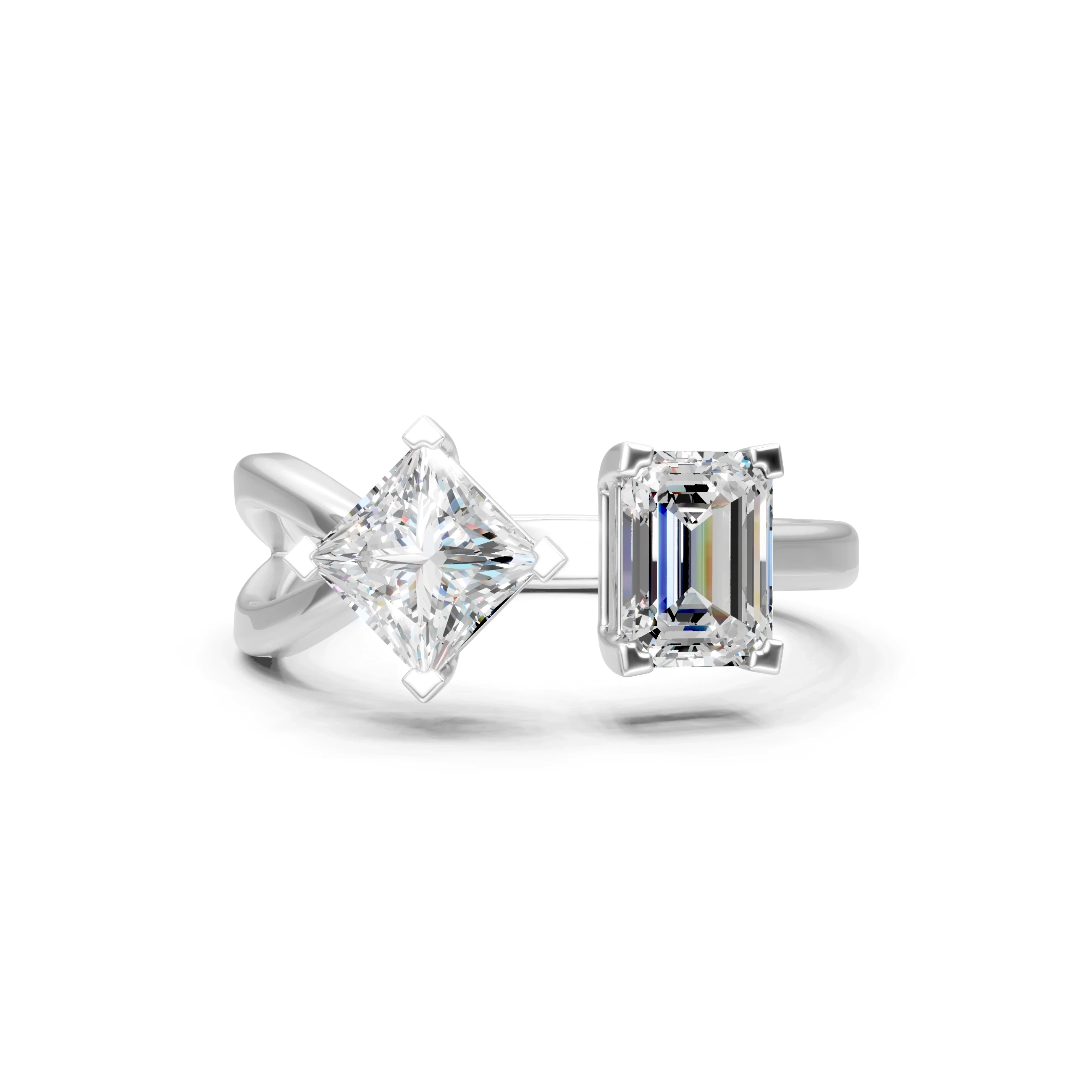 Emerald & Princess Cut Moissanite Ring