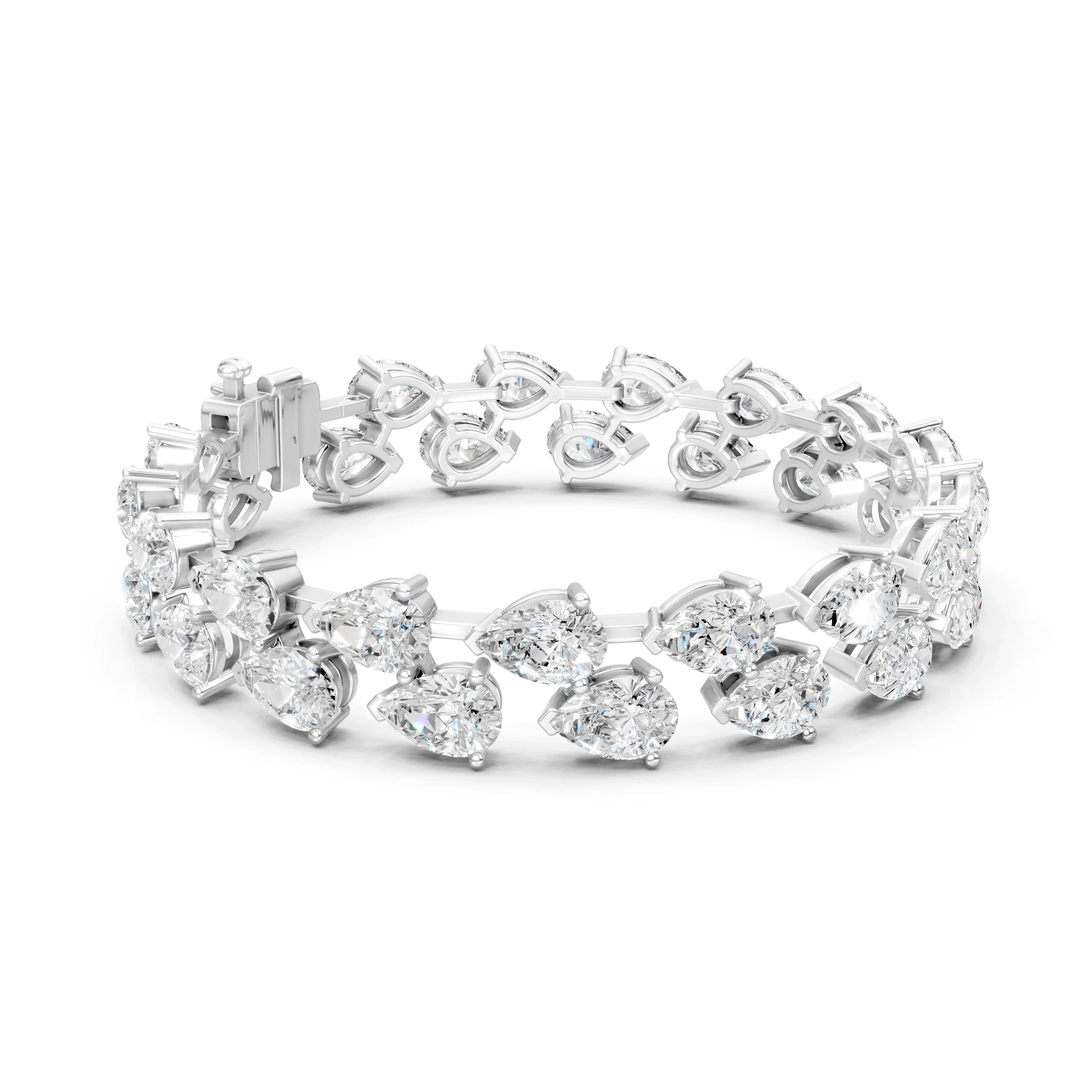Pear Cut Moissanite Tennis Bracelet: Double Row Bridal Jewelry