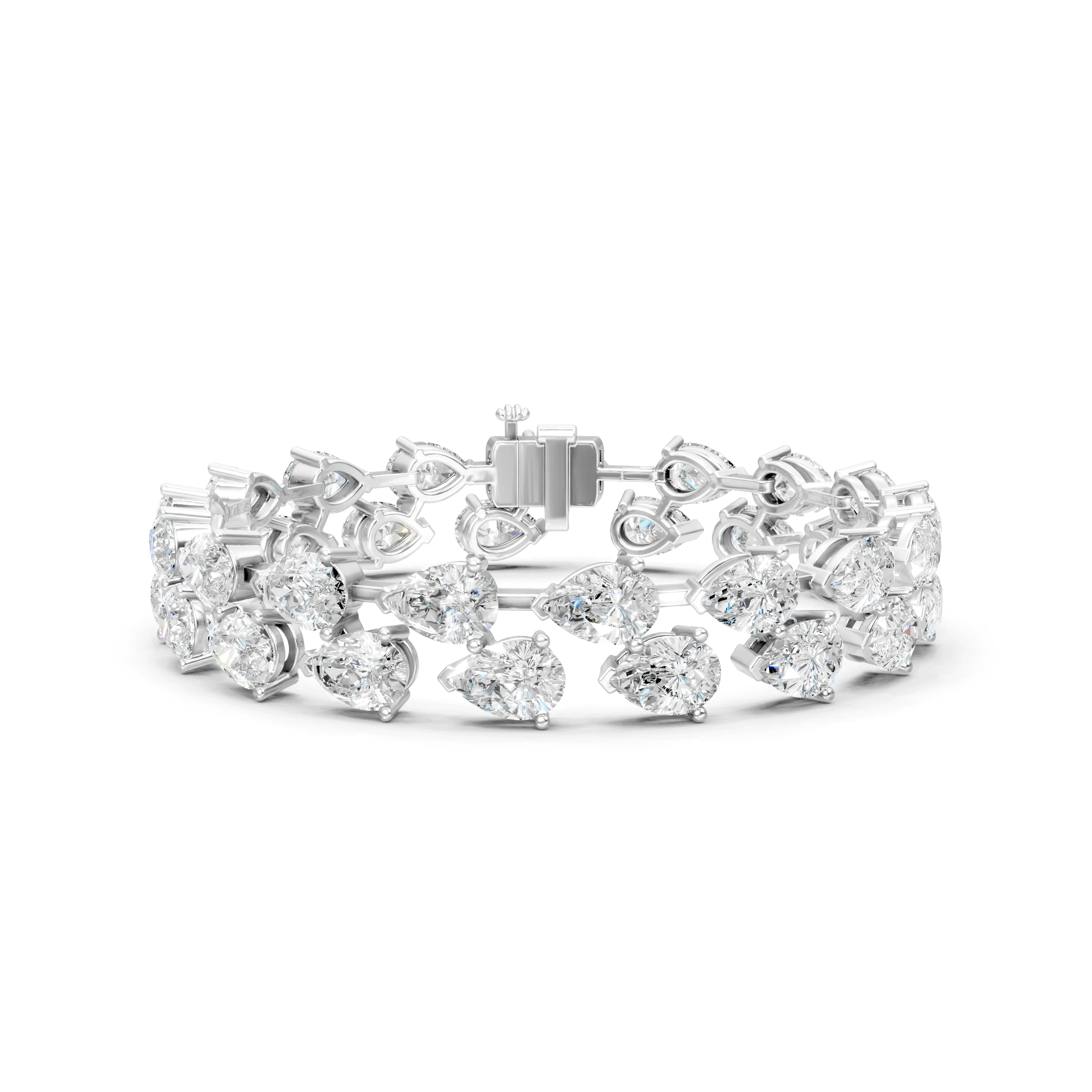 Pear Cut Moissanite Tennis Bracelet: Double Row Bridal Jewelry