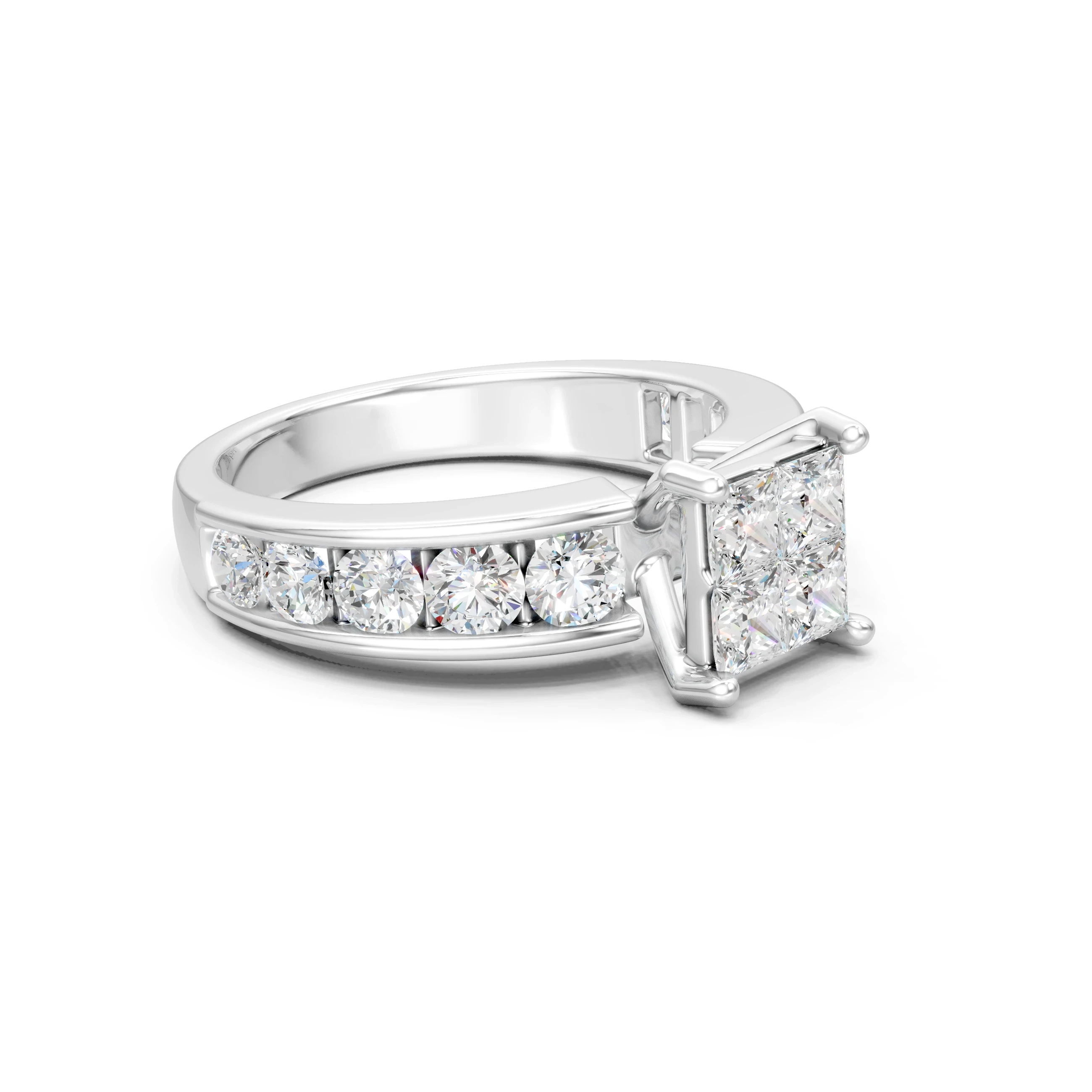 Princess Cut Moissanite Anniversary Ring, 925 Sterling Silver