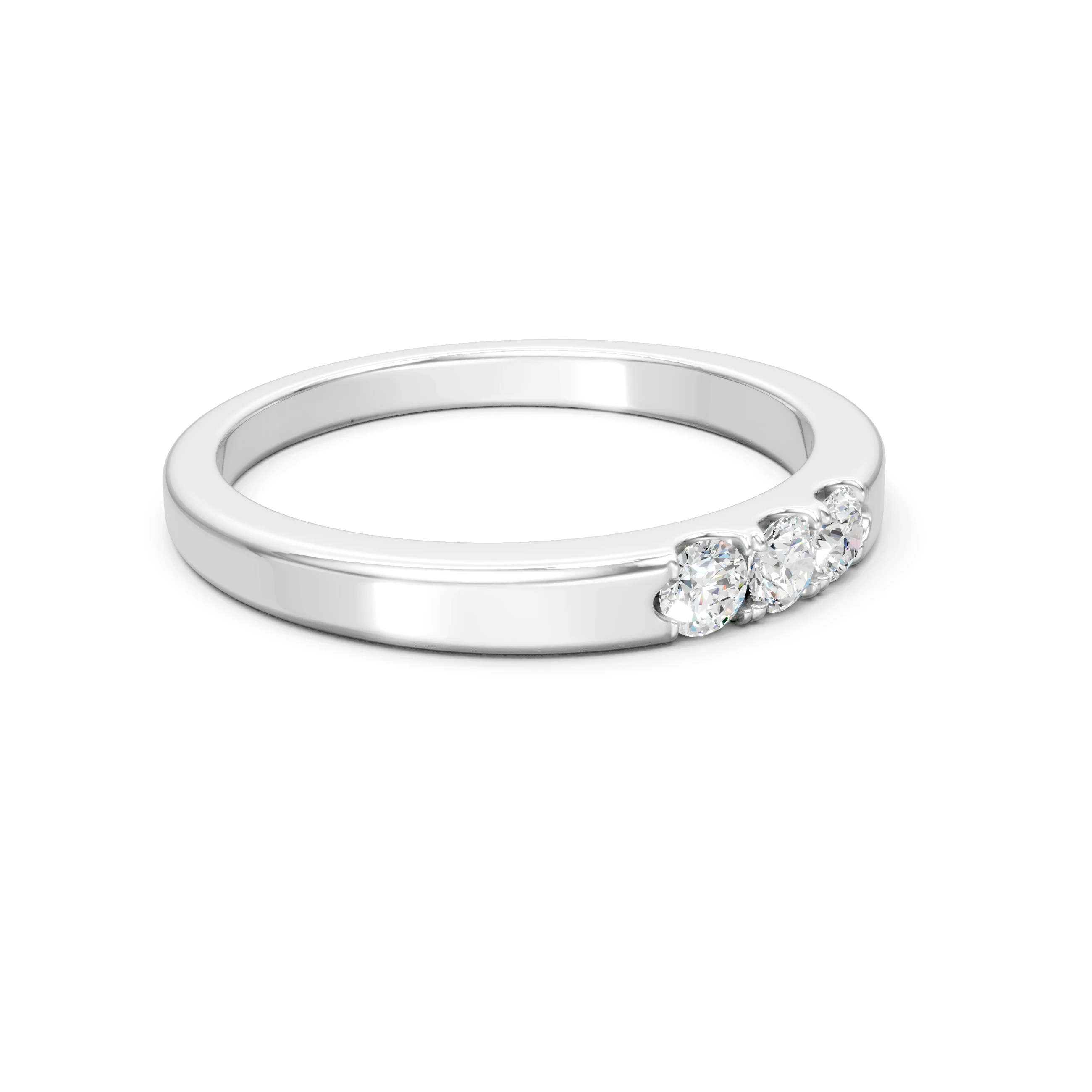 Classic Three-Stone moissanite Diamond Ring in 925 sterling Silver