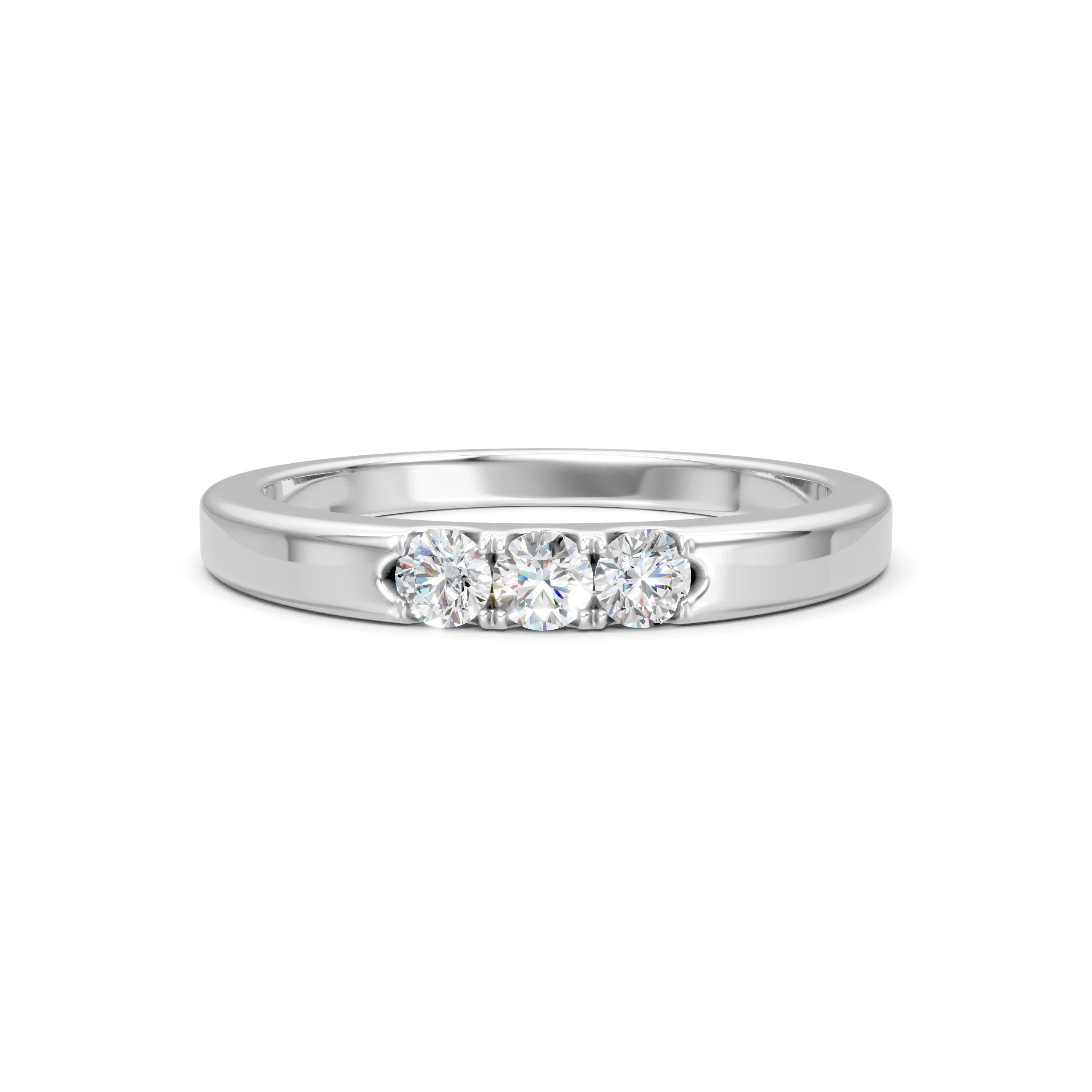 Classic Three-Stone moissanite Diamond Ring in 925 sterling Silver