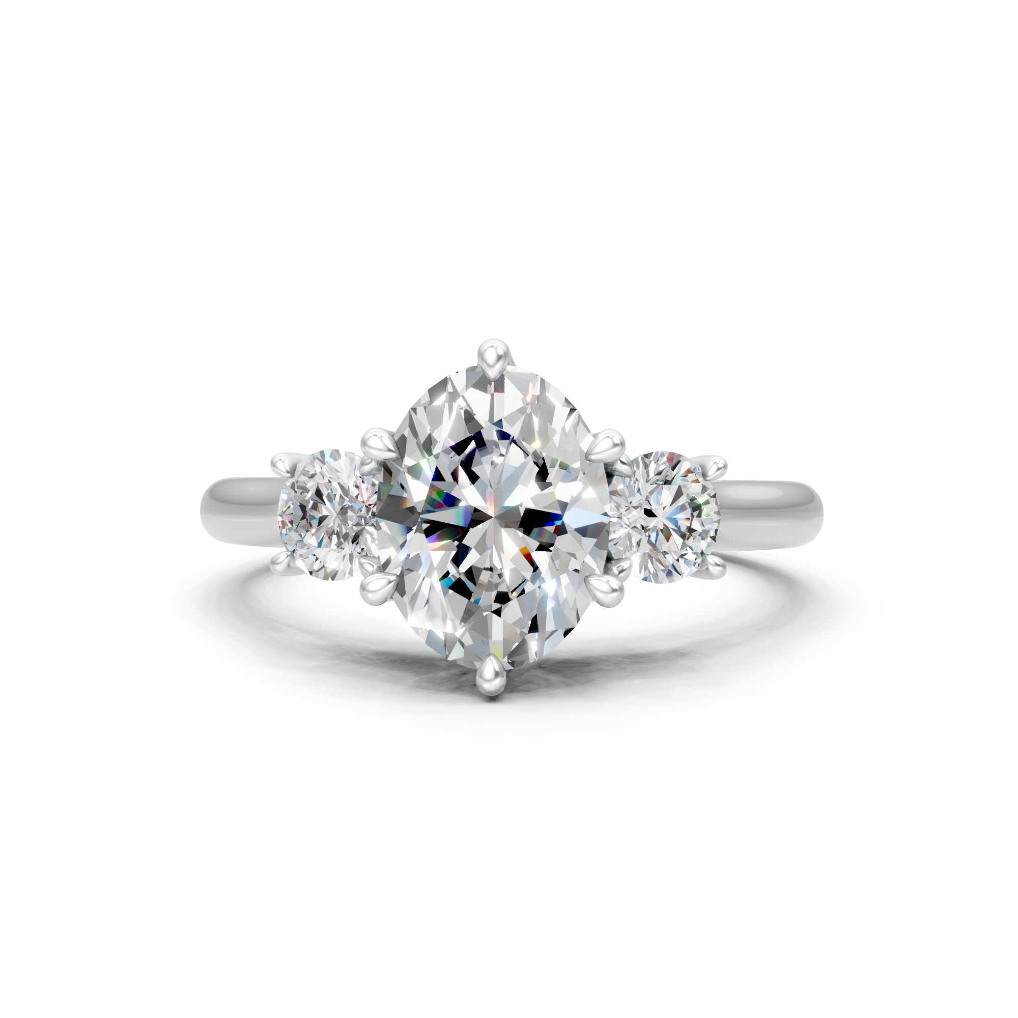 Oval Moissanite Engagement Ring: Three Stone S925 Silver